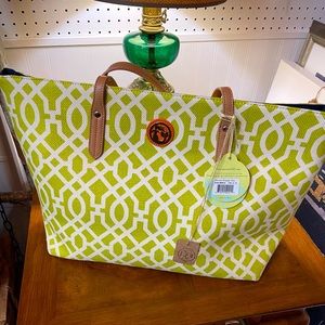 Spartina 449 Large Shopper Tote. Linen & Leather